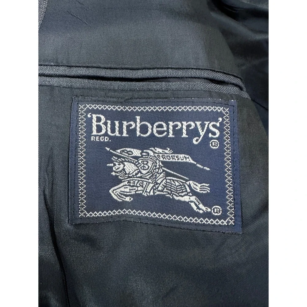 VTG Mens Burberrys' Suit Boyds Philadelphia Blue Wide Pinstripe Wool 48R